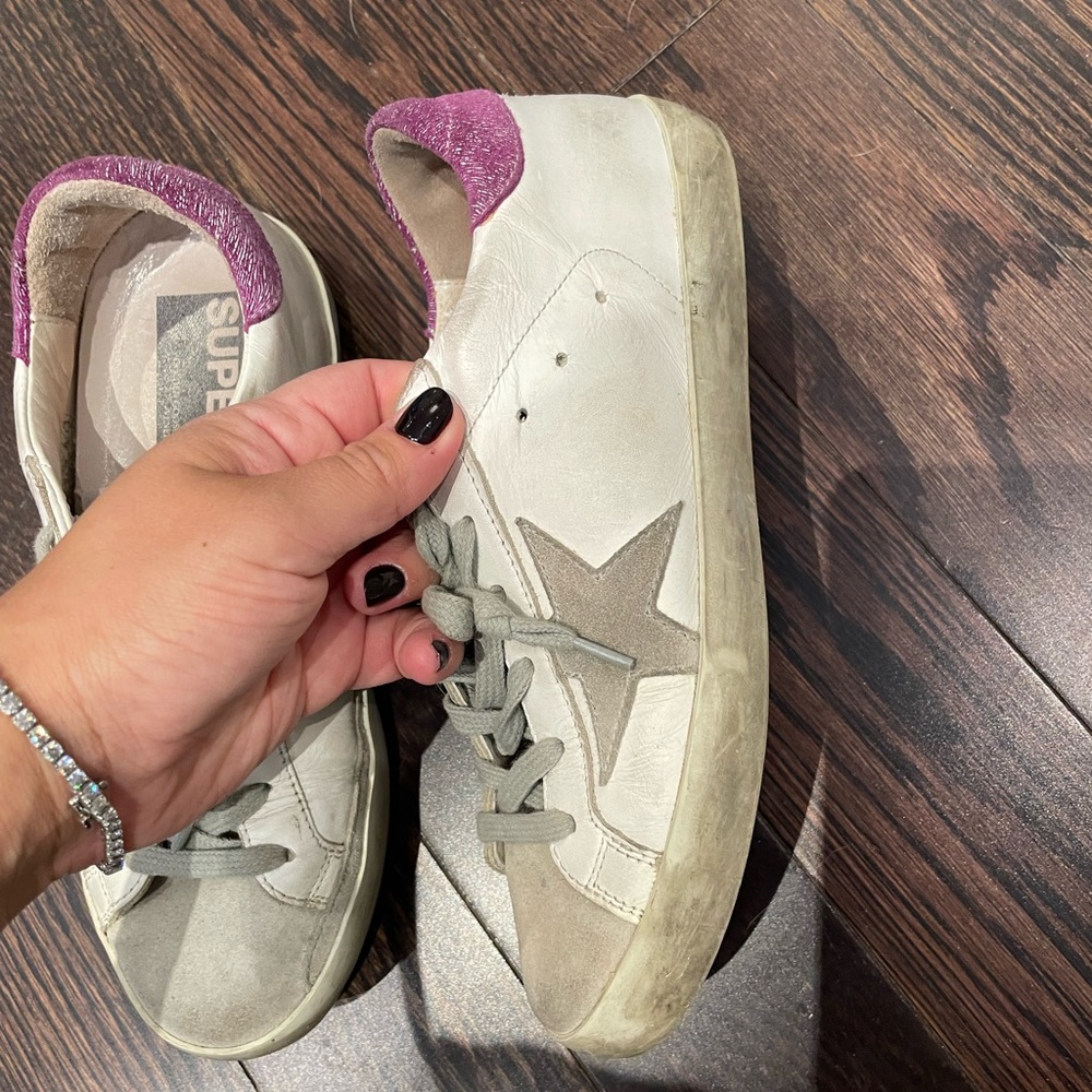 White and Pink Golden Goose Superstar- 36